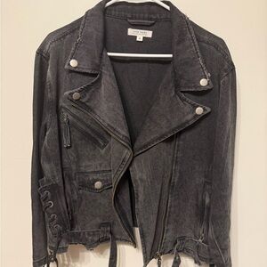 12th Tribe Charcoal Jean Jacket with Zipper Details